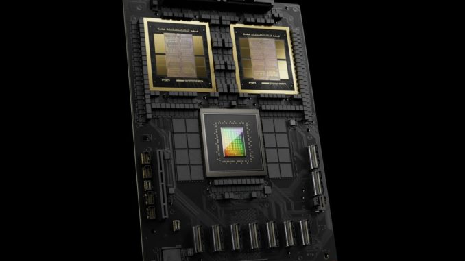 NVIDIA Grace Blackwell compute board coordinating component flows across GPUs, CPUs, and HBM memory packages forms the foundation of NVIDIA's cuOpt and Palantir Foundry supply chain allocation system.